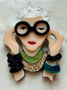 Iris Apfel Fashionista Acrylic Brooch